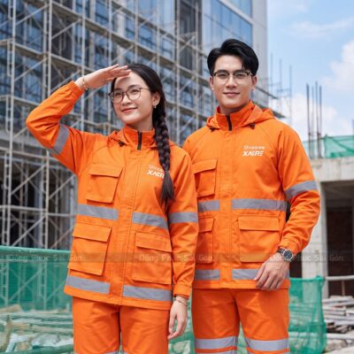 Áo bảo hộ lao động tay dài có nón phối phản quang 1