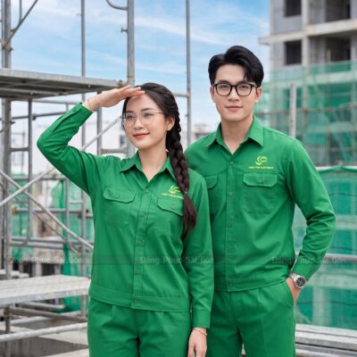 Áo bảo hộ màu xanh lá chất liệu bền đẹp 1