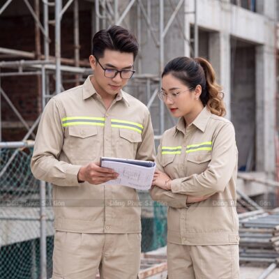 Áo đồng phục công nhân có phản quang ngang ngực 1