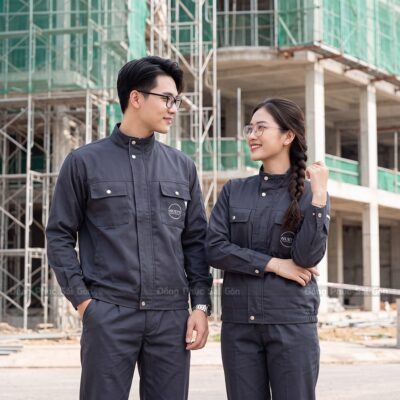 Áo đồng phục công nhân màu xanh đen 1