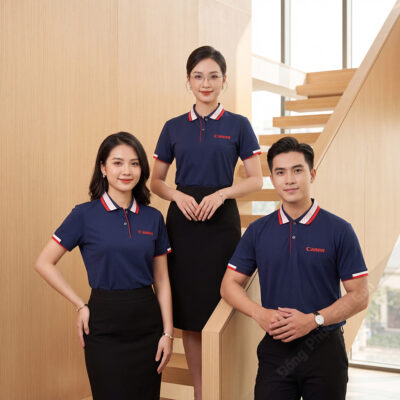Áo đồng phục polo công ty Canon bo dệt cao cấp 1
