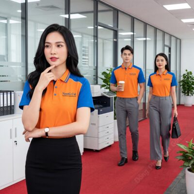 Áo phông đồng phục công ty màu cam giá rẻ 1