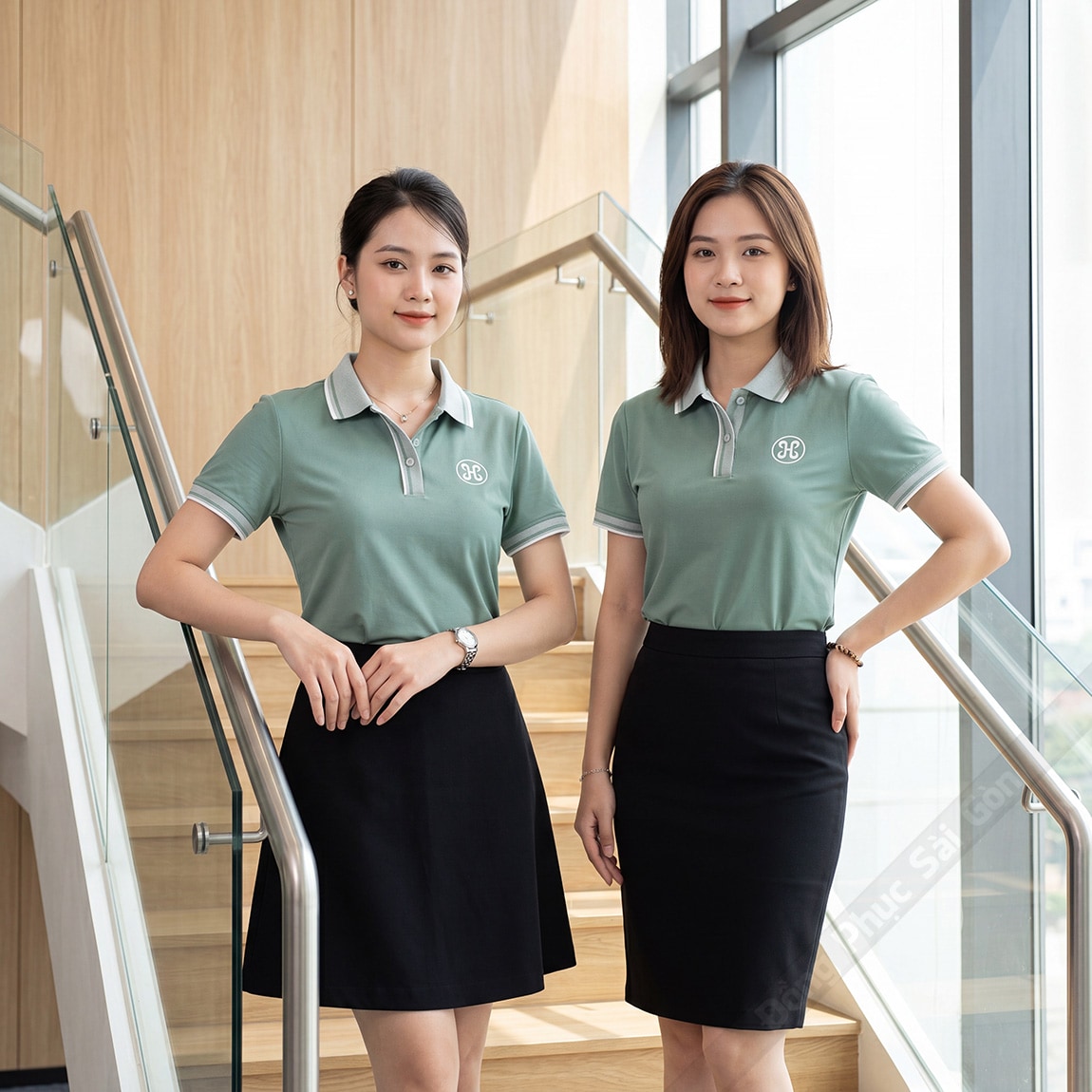 Áo thun doanh nghiệp Hasaki màu xanh 2