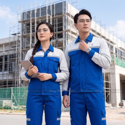 Bộ quần áo lao động màu xanh bích phối xám DBH260033 1