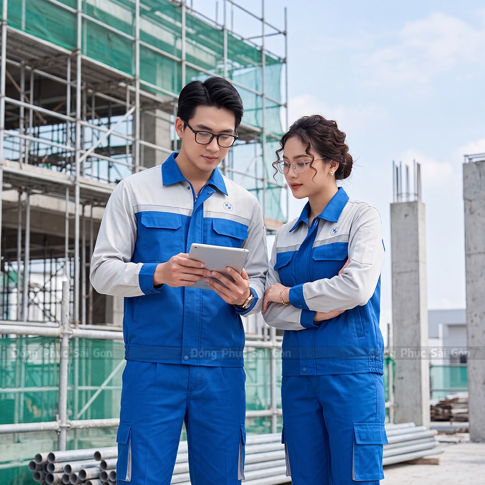 Bộ quần áo lao động màu xanh bích phối xám DBH260033 3