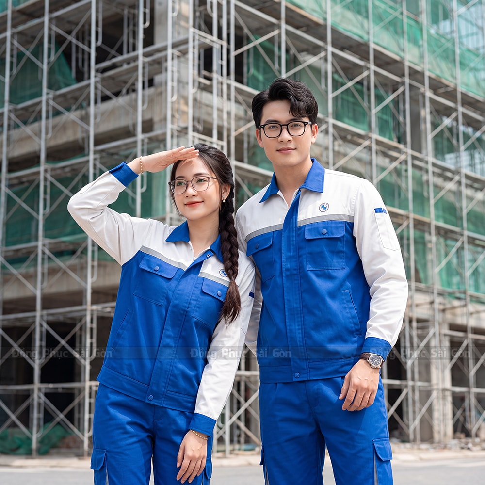 Bộ quần áo lao động màu xanh bích phối xám DBH260033 5