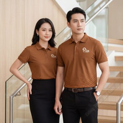 Các mẫu áo đồng phục công ty màu nâu sang trọng 4