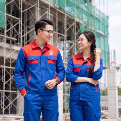 Đồ bảo hộ công nhân màu xanh bích phối đỏ DBH260035 1