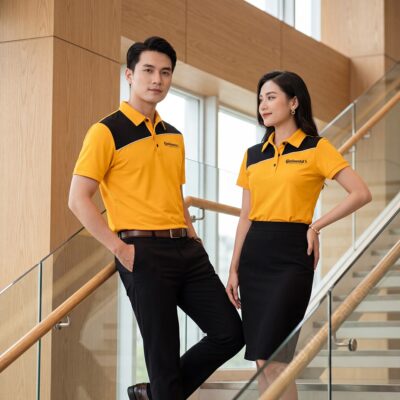 Đồng phục áo phông công sở Continental màu cam phối đen 1