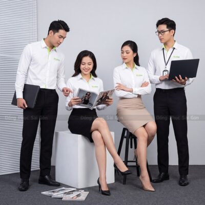 Đồng phục sơ mi công sở màu trắng dài tay cao cấp 1