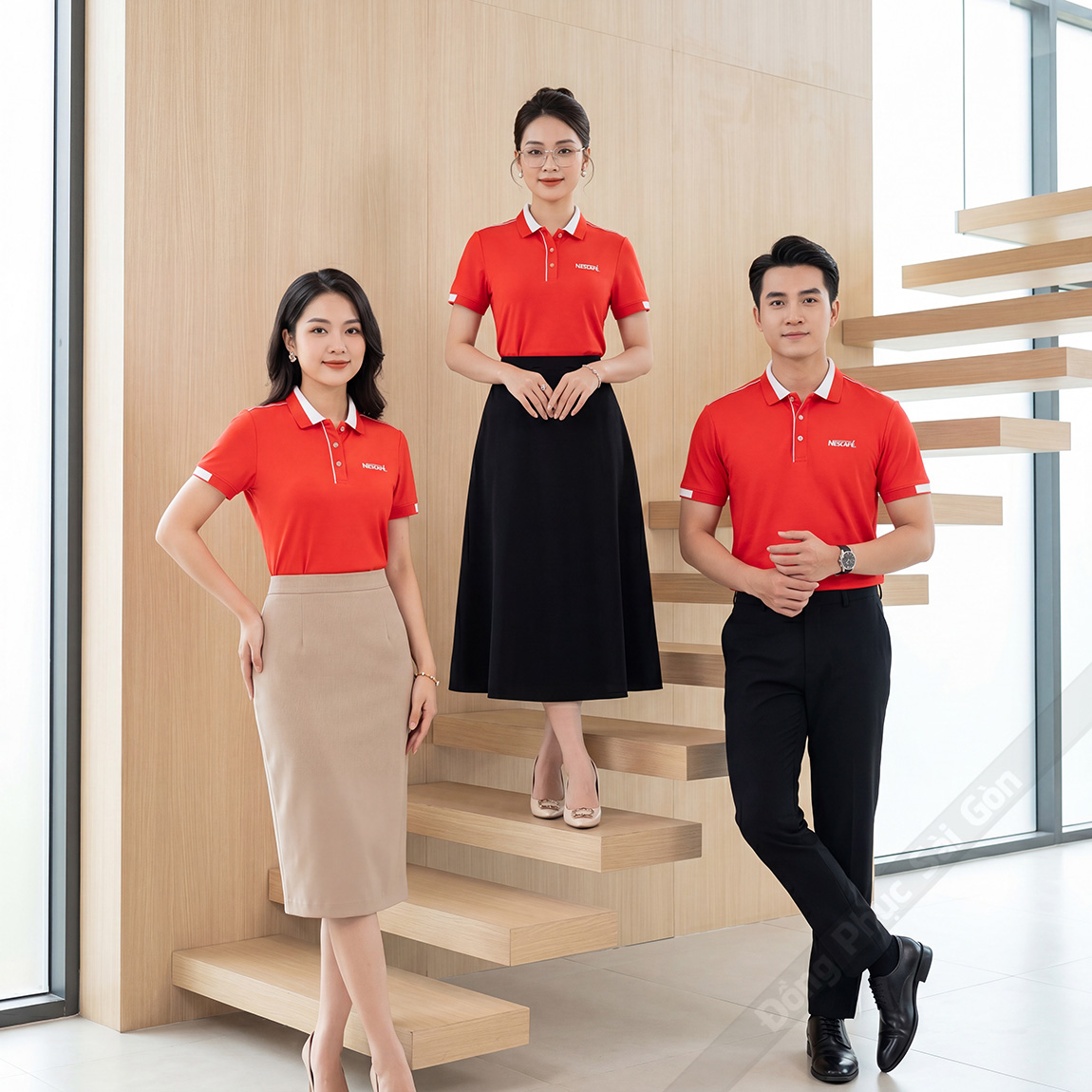 In áo polo đồng phục Nescafe màu đỏ nổi bật 3