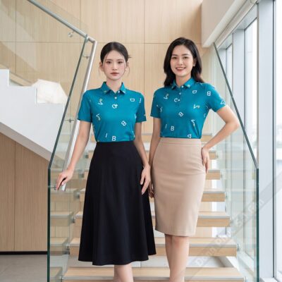 Mẫu đồng phục công ty màu xanh giá rẻ 1