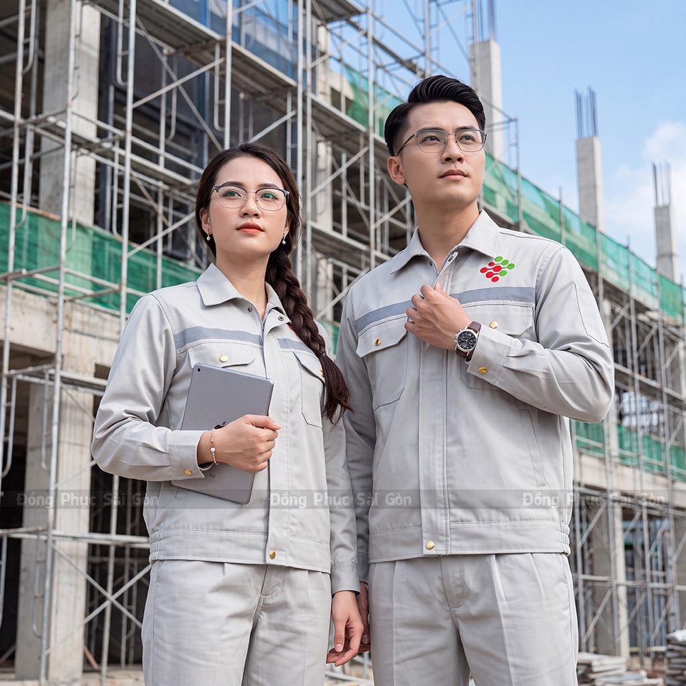May áo đồng phục công nhân phối phản quang chất vải đẹp 2
