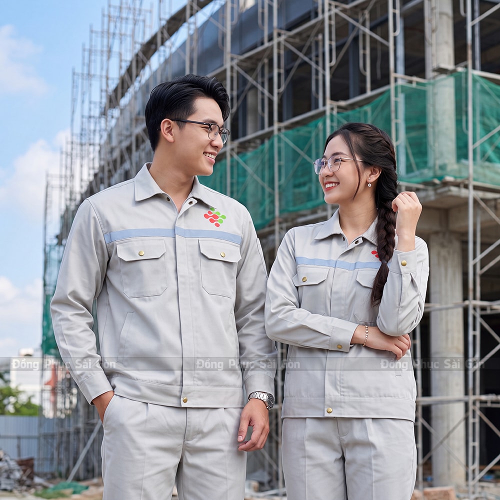 May áo đồng phục công nhân phối phản quang chất vải đẹp 3