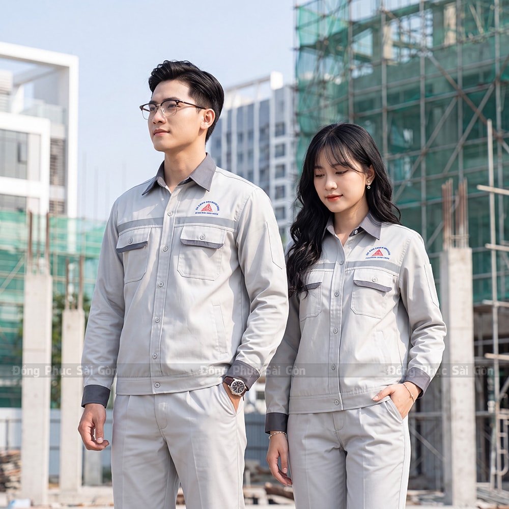 Quần áo BHLD màu xám form vừa vặn 3