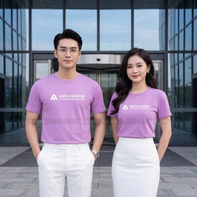 Áo cổ tròn đồng phục may sẵn màu tím dành cho đội nhóm 5