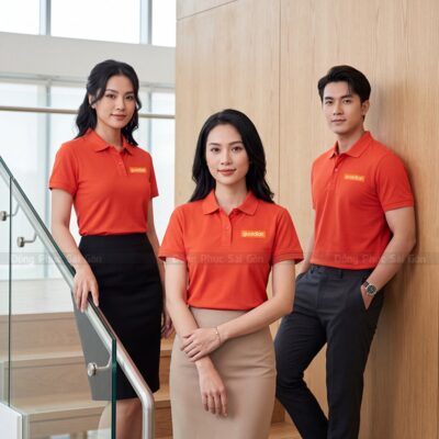 Áo đồng phục polo có sẵn Guardian màu cam 3