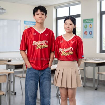 Áo lớp xinh màu đỏ phong cách dễ thương 3