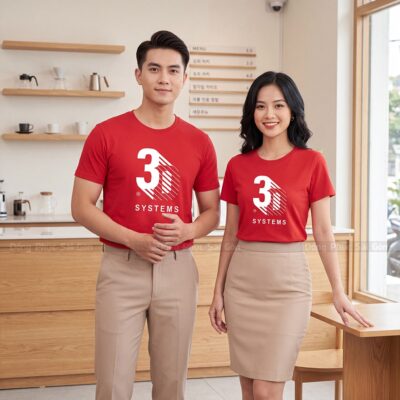 Áo thun cổ tròn may sẵn màu đỏ đẹp, đủ size 1