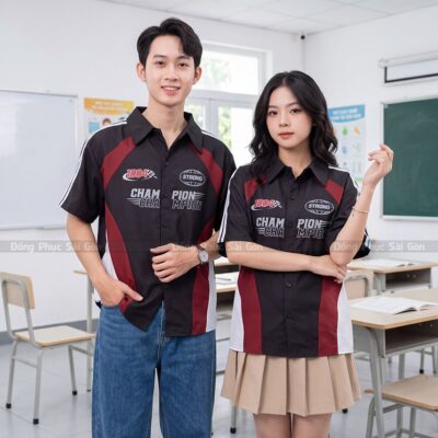 Áo thun lớp đẹp màu đen phối đỏ, trắng 2