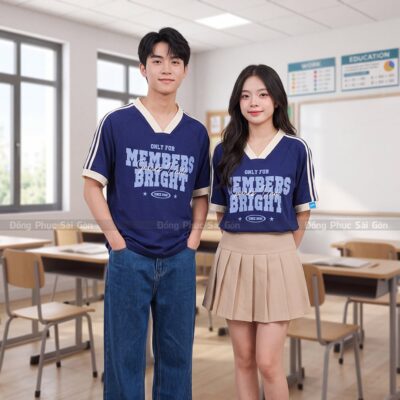 Áo thun lớp giá rẻ màu xanh navy 3