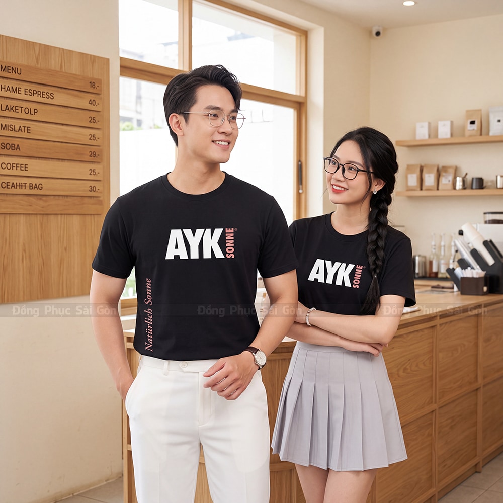 Đồng phục cổ tròn có sẵn màu đen giá rẻ 1