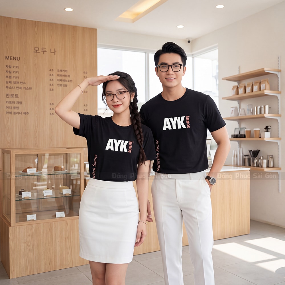 Đồng phục cổ tròn có sẵn màu đen giá rẻ 6