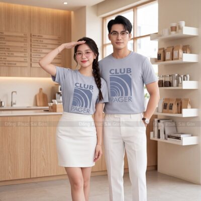 Đồng phục cổ tròn có sẵn màu xám chất lượng cao 5