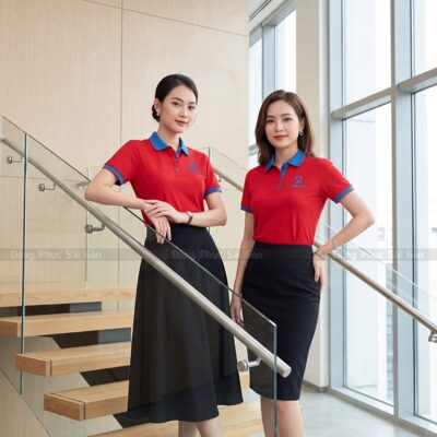 Mẫu áo đồng phục nữ đẹp màu đỏ cho doanh nghiệp 3