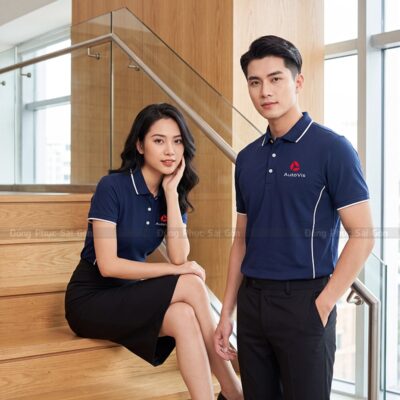 Thiết kế đồng phục đẹp màu xanh navy phối trắng cao cấp 4