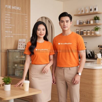 Áo cổ tròn đồng phục may sẵn màu cam cao cấp CTS02010 1
