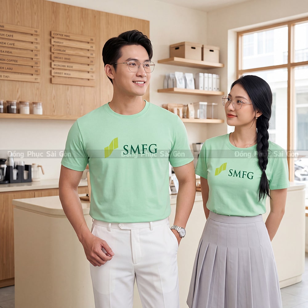 Áo cổ tròn đồng phục may sẵn vải thun trơn dễ mặc 6