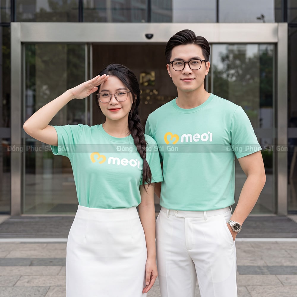 Áo cổ tròn đồng phục may sẵn xanh ngọc bích form oversize CTS01020 3