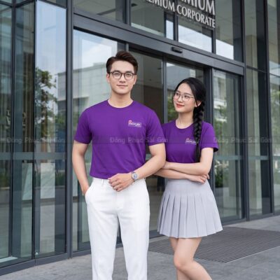 Áo cổ tròn may sẵn màu tím nổi bật CTS01016 4