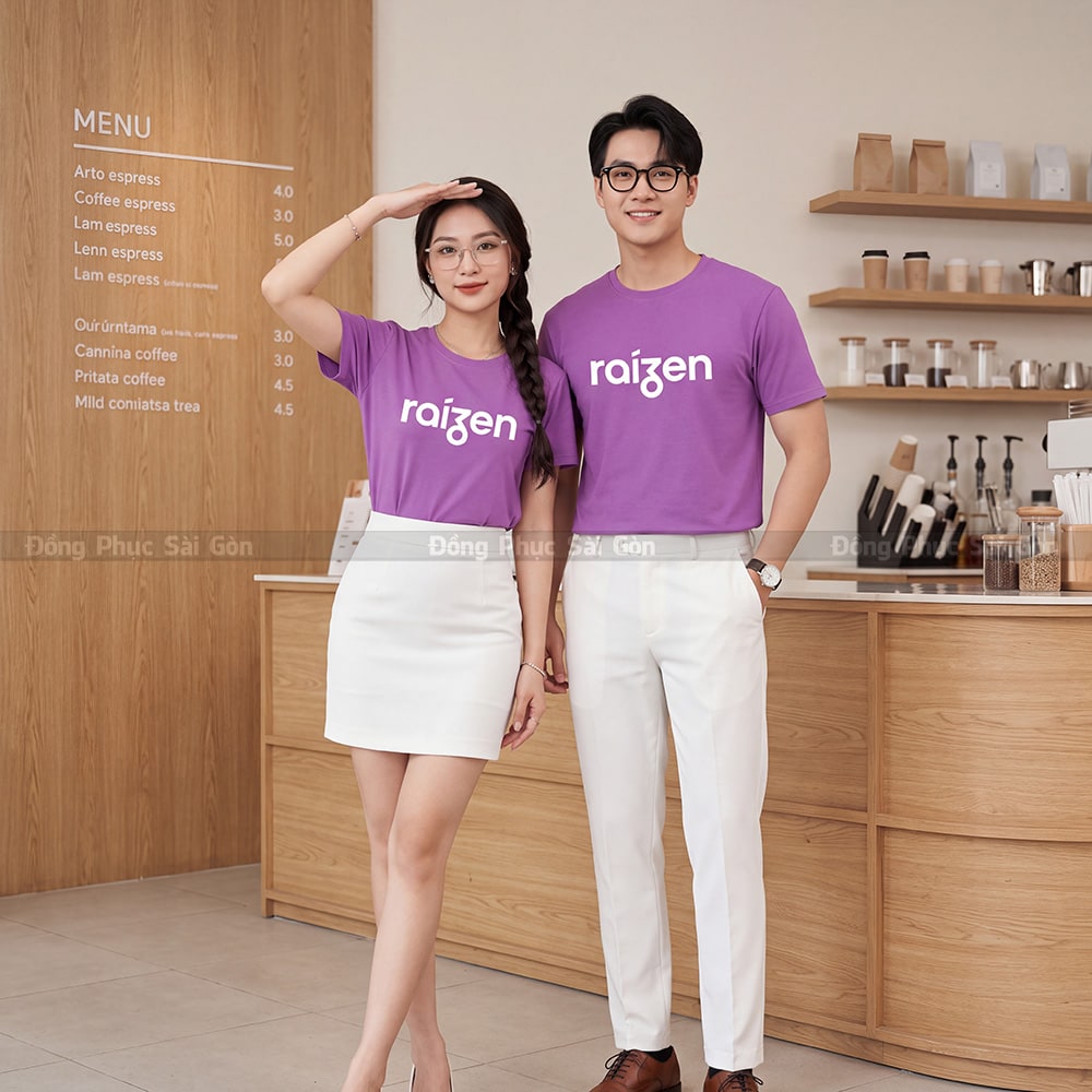 Áo cổ tròn may sẵn màu tím sản xuất số lượng nhiều 3
