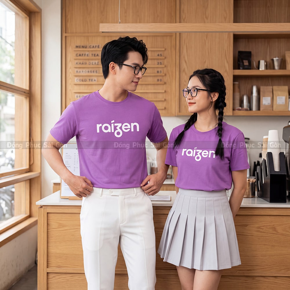 Áo cổ tròn may sẵn màu tím sản xuất số lượng nhiều 6