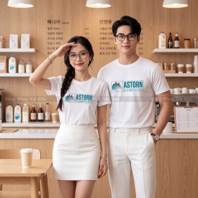 Áo cổ tròn may sẵn màu trắng giá rẻ vải Cotton 4 chiều 2