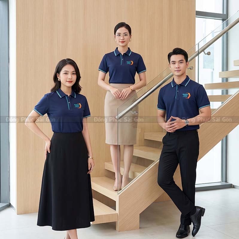 Áo đồng phục công ty tại hà nội in thêu logo theo yêu cầu 1