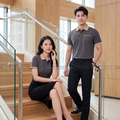 Áo đồng phục may sẵn màu xám giá tận xưởng 2