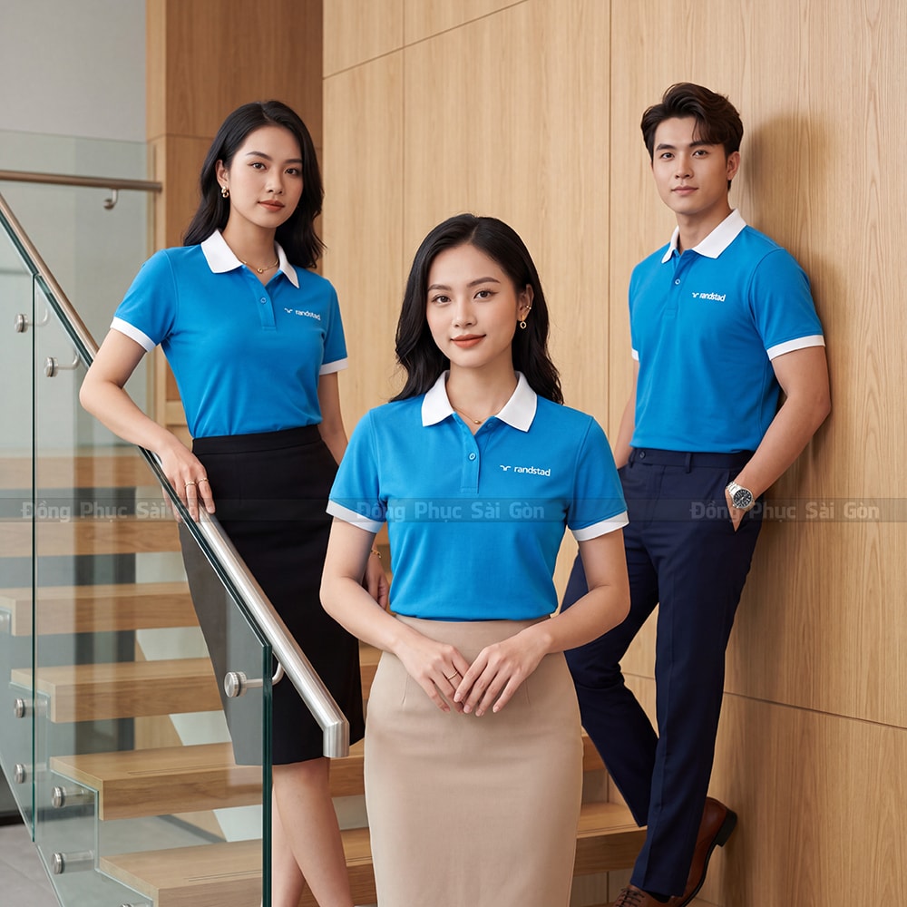 Áo đồng phục may sẵn màu xanh dương tận xưởng 3