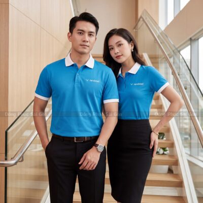 Áo đồng phục may sẵn màu xanh dương tận xưởng 5