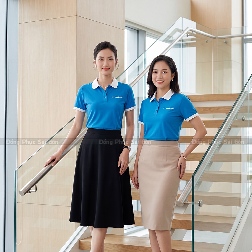Áo đồng phục may sẵn màu xanh dương tận xưởng 6