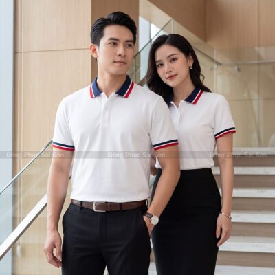 Áo đồng phục polo công ty có sẵn màu trắng PL04054 6