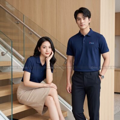 Áo đồng phục polo công ty may sẵn màu xanh navy 1