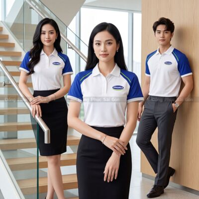 Áo đồng phục polo màu trắng trẻ trung 3