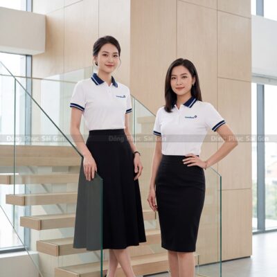 Áo phông đồng phục polo may sẵn màu trắng PL03009 1