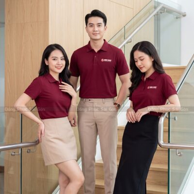 Áo polo công ty may sẵn màu đỏ đô giá rẻ 7