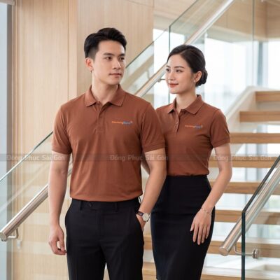 Áo polo doanh nghiệp có sẵn màu nâu PL02026 1