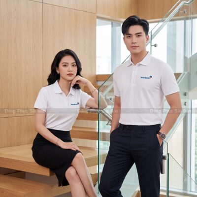 Áo polo doanh nghiệp may sẵn màu trắng cao cấp 3