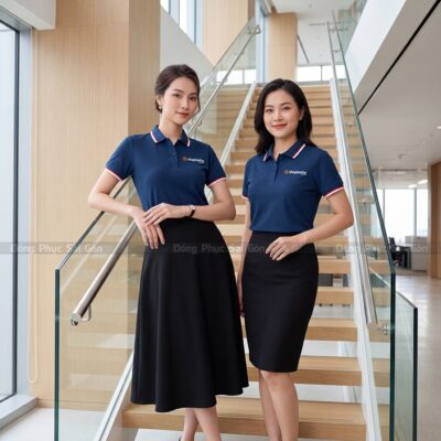 Áo polo doanh nghiệp may sẵn màu xanh navy PL04036 4